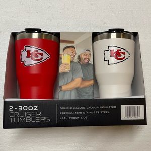 NIB Kansas City Chiefs 30oz Tumblers, Set of 2, Red and White, Simple Modern